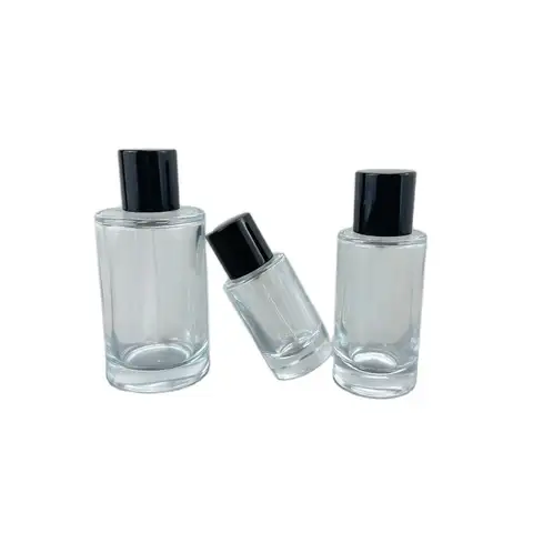 25ml 50ml 100ml Atomizer Perfume Bottle Crystal Fragrance Refillable Vial Bayonet Pump Black Lid Empty Clear Glass Spray Bottles