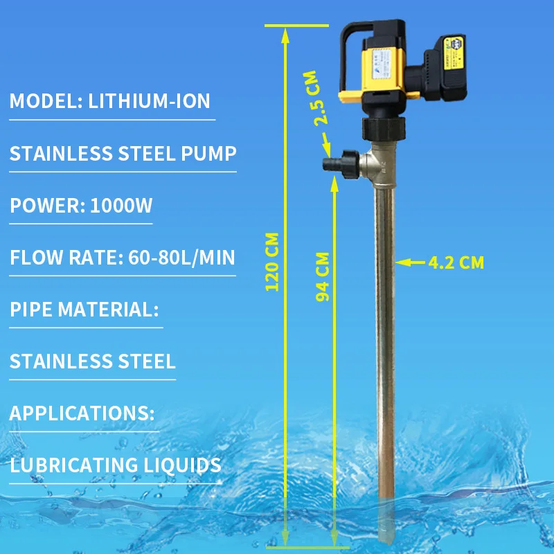 Stainless Steel Electric Drum Pump; Screw Gear Pump for Honey, Cream, and Sauces; Pump for Acid and Alkaline Liquids; Fuel Drum