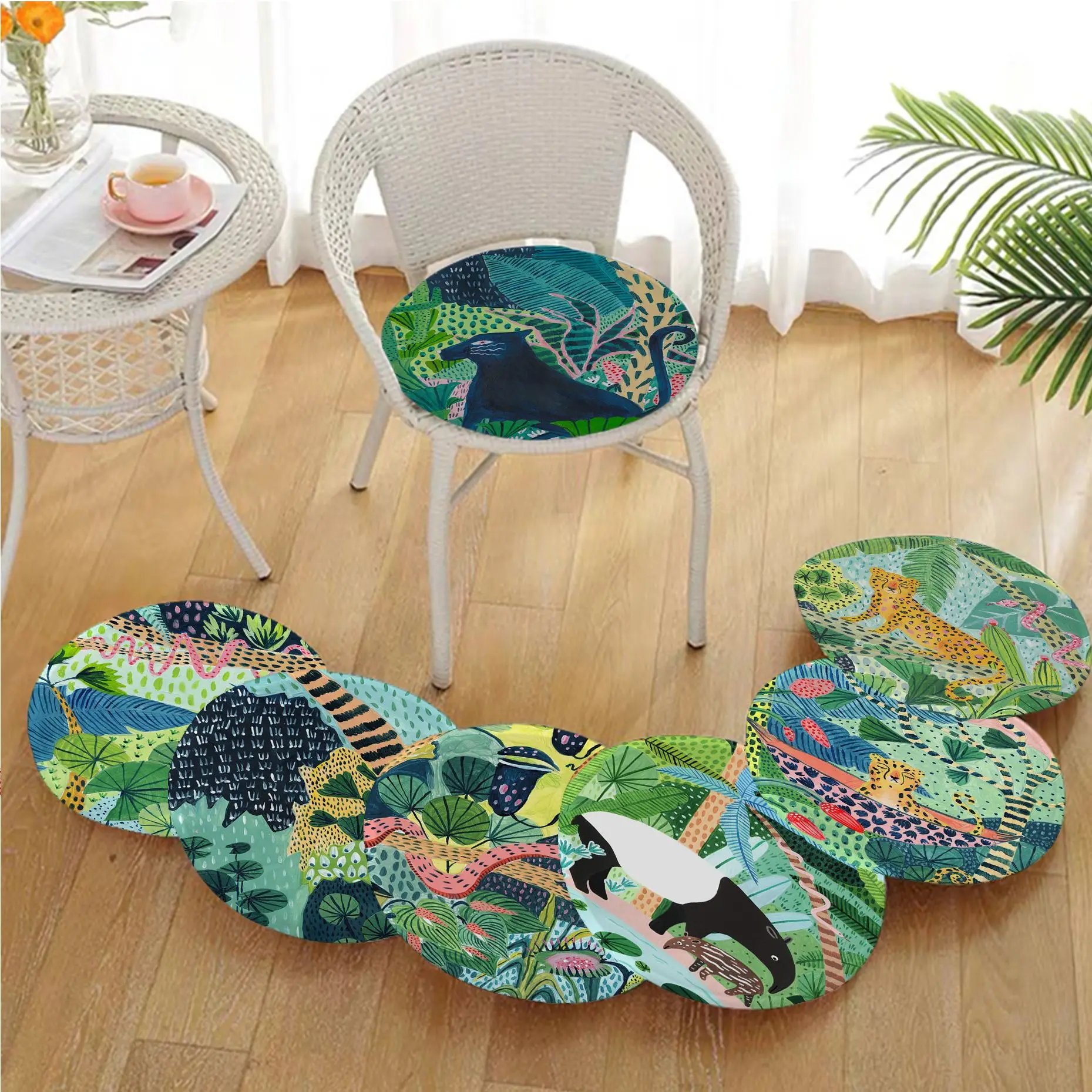 

Nature Forest Animal Four Seasons Seat Cushion Office Dining Stool Pad Sponge Sofa Mat Non-Slip Sofa Cushion