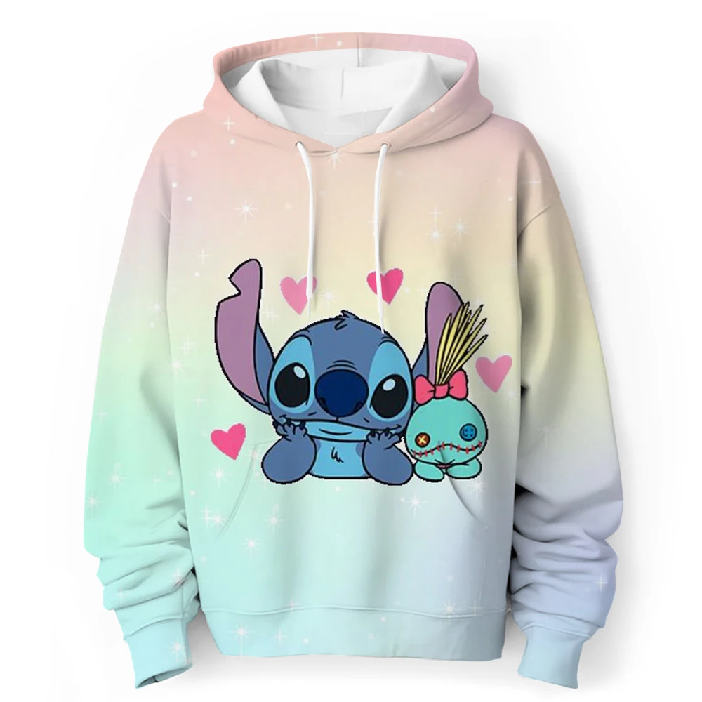 Disney Stitch Christmas Hoodie Children\'s Hoodie Cartoon Print Lilo&Stitch Spring and Autumn Children\'s Sportswear Men\'s and Wom