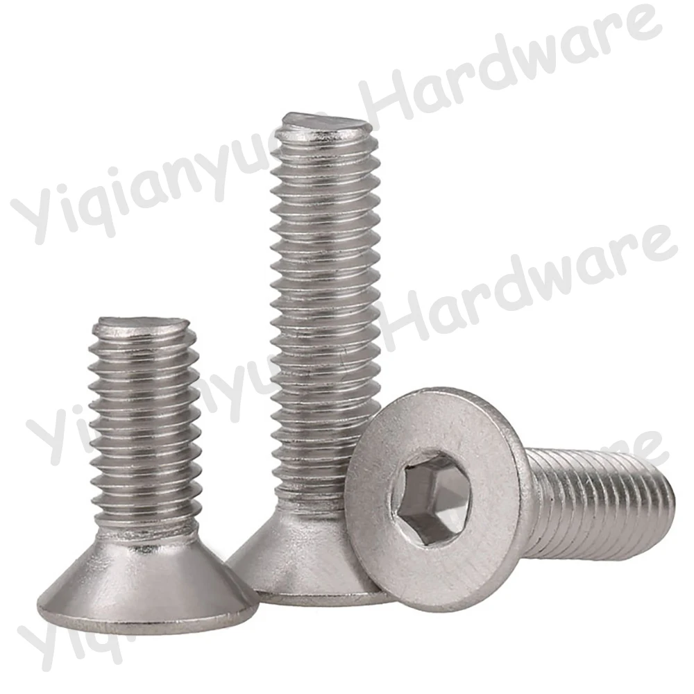 10#-24 UNC 10#-32 UNF Thread DIN7991 SUS304 Stainless Steel Hexagon Socket Countersunk Head Screws Allen Key Hex Flat Bolts