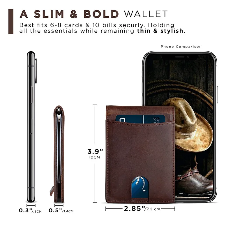 Geestock 2 Fold Credit Card Wallet Microfiber Leather Rfid Anti-Theft Brush Dollar Clip Men's Short Coin Purse Slim Card Holder