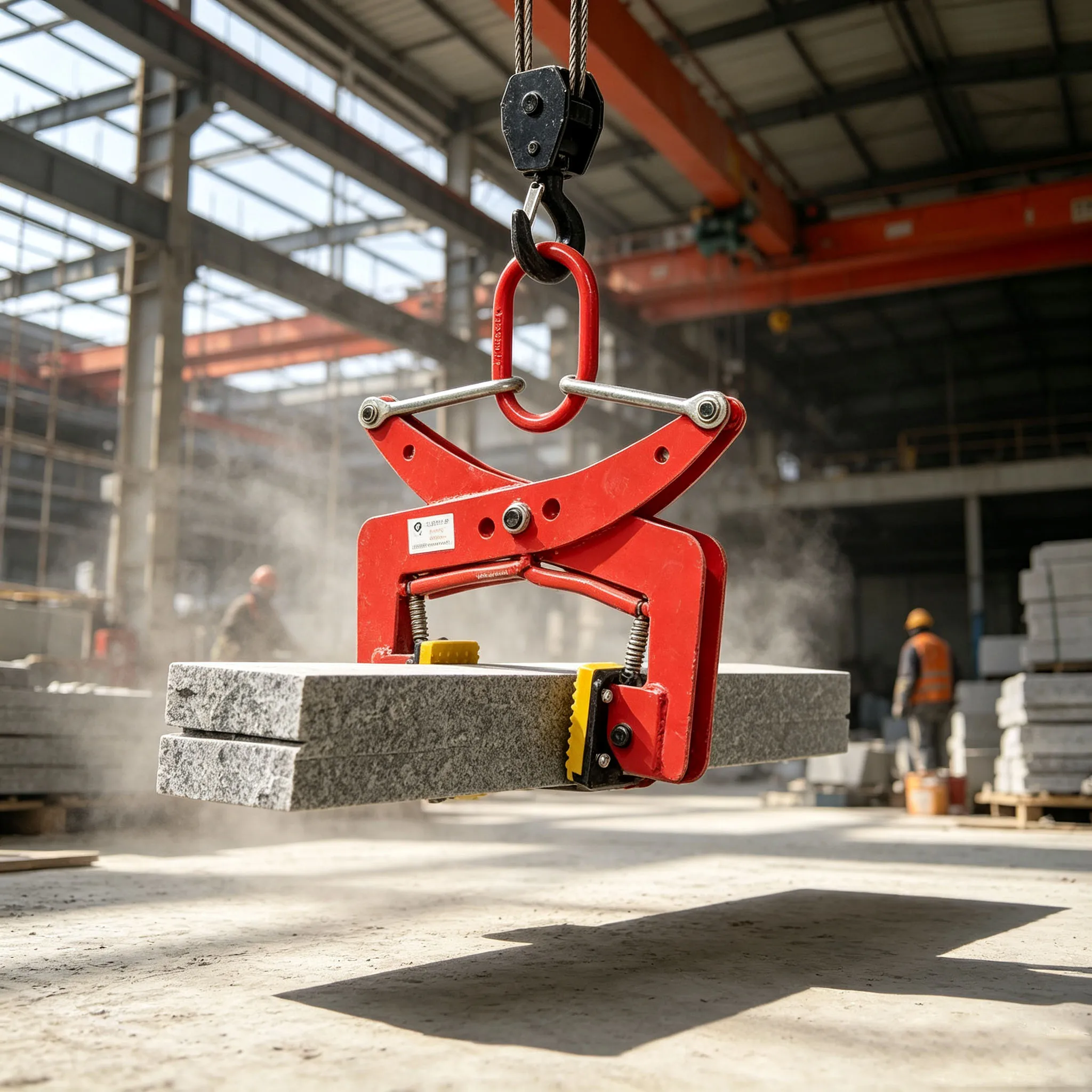 Heavy-duty Stone Lifting Clamp with Rubber-Lined Jaws for Curb Stones Marble Stone Lifter Anti-slip Rubber