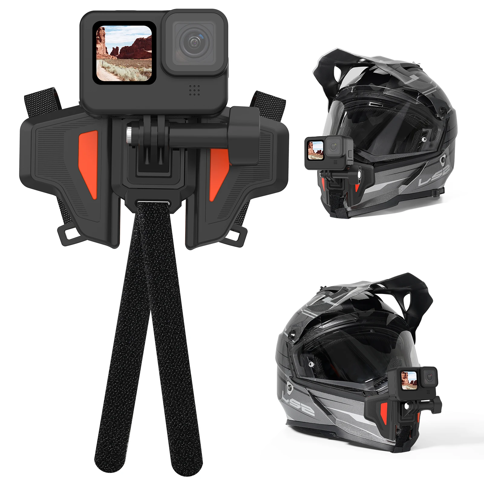 Cinghia di montaggio per casco moto telescopica supporto per mento anteriore Flodable per GoPro 13 12 11 10 9 8 DJI Osmo Action Insta360 accessori