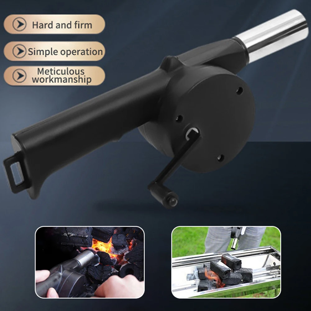 BBQ Fan Air Blower Fast Fire Starter Portable Manual Hand Crank for Outdoor Picnic Camping Cooking Barbecue Charcoal Grills Stov