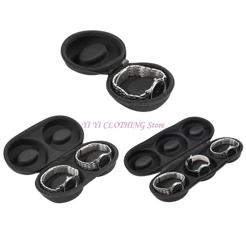 

N5KF Watch Travel Case with Zipper Cushion Jewelry Storage Boxes for Men Women Gift