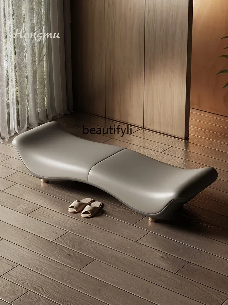 Genuine Leather Bed End Stool Corridor Shoe Changing Stool High-End Bedside Bench