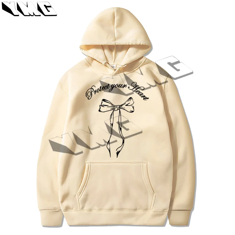 2024 Autumn/Winter New Women's Thick Cotton Hoodie Street Bow Printed Sportswear Casual Extra Large Loose Hoodie Sportswear EMO