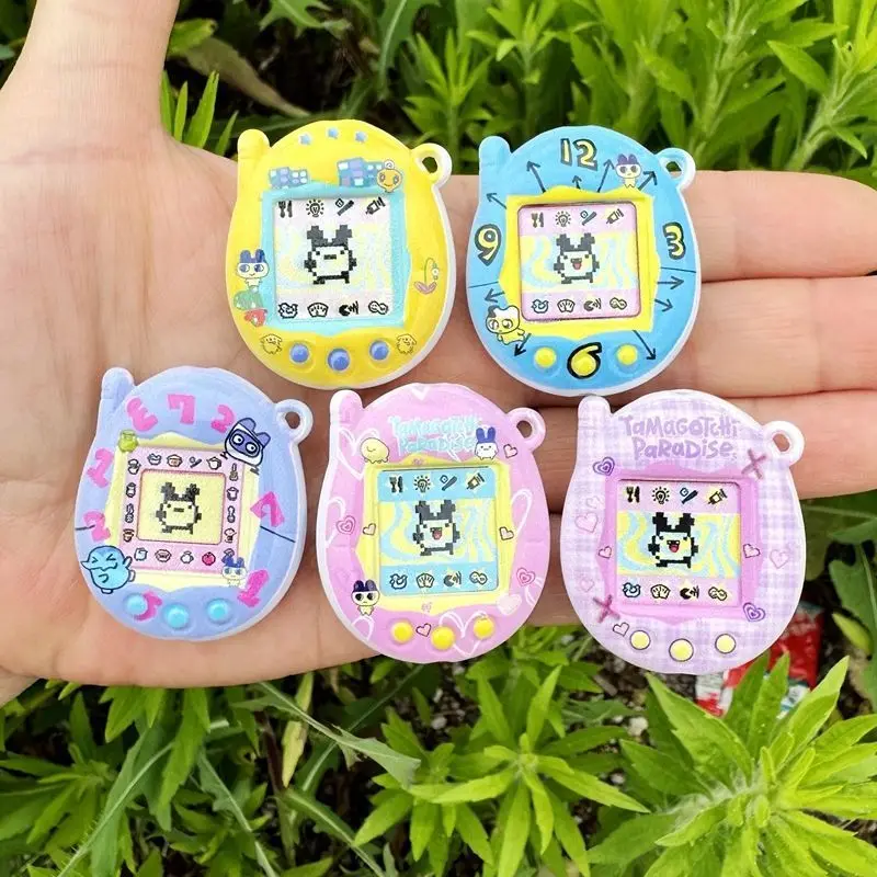 

36mm cartoon double-sided printed Tomagotchi game console bead mobile phone keychain pendant DIY handmade interesting gift