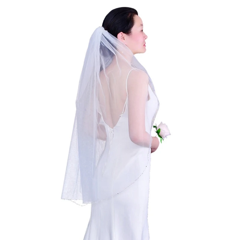 Bridal Veil with Comb for Brides 1 Tier Fingertip Length 35 Inches Cascade Tulle