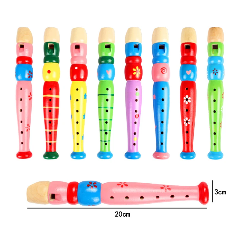 1 Pc Small Wooden Colorful Piccolo Flute for Kids Learning Rhythm Musical Instrument Early Education Music Sound Toys for Kids