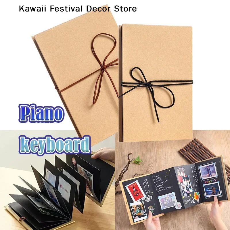【K】18 Page Accordion Book Scrapbook Album Folding Notebook Kraft Paper Diy Memory Collection Photo Albums For Couple Gifts