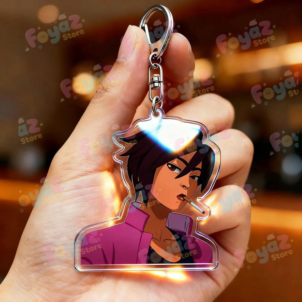 إرسال سلسلة مفاتيح الألعاب للملحقات Mecha Man Blonde Blazer Robert Robertson Keyring Jewelry Gaming Fans Gifts