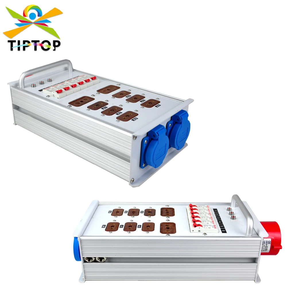 

10 Port Output Professional Power Spliter Stage Light Portable Aluminum Handle Built-in 4 Square Power Cable European Power Plug