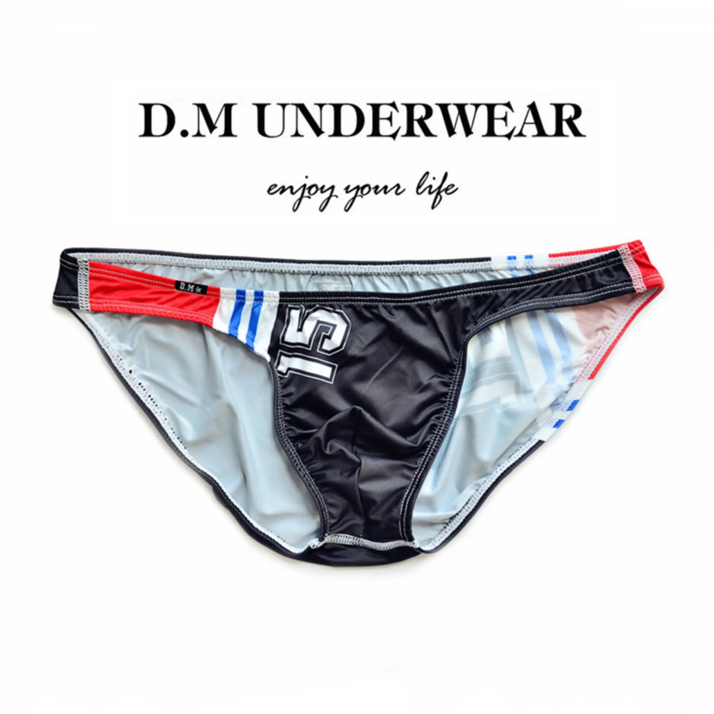 Ropa Interior Masculina Sexy con Estampado de Letras, Cintura Baja, Ultrafina, Transpirable, de Secado Rápido, Tipo Bikini, C...