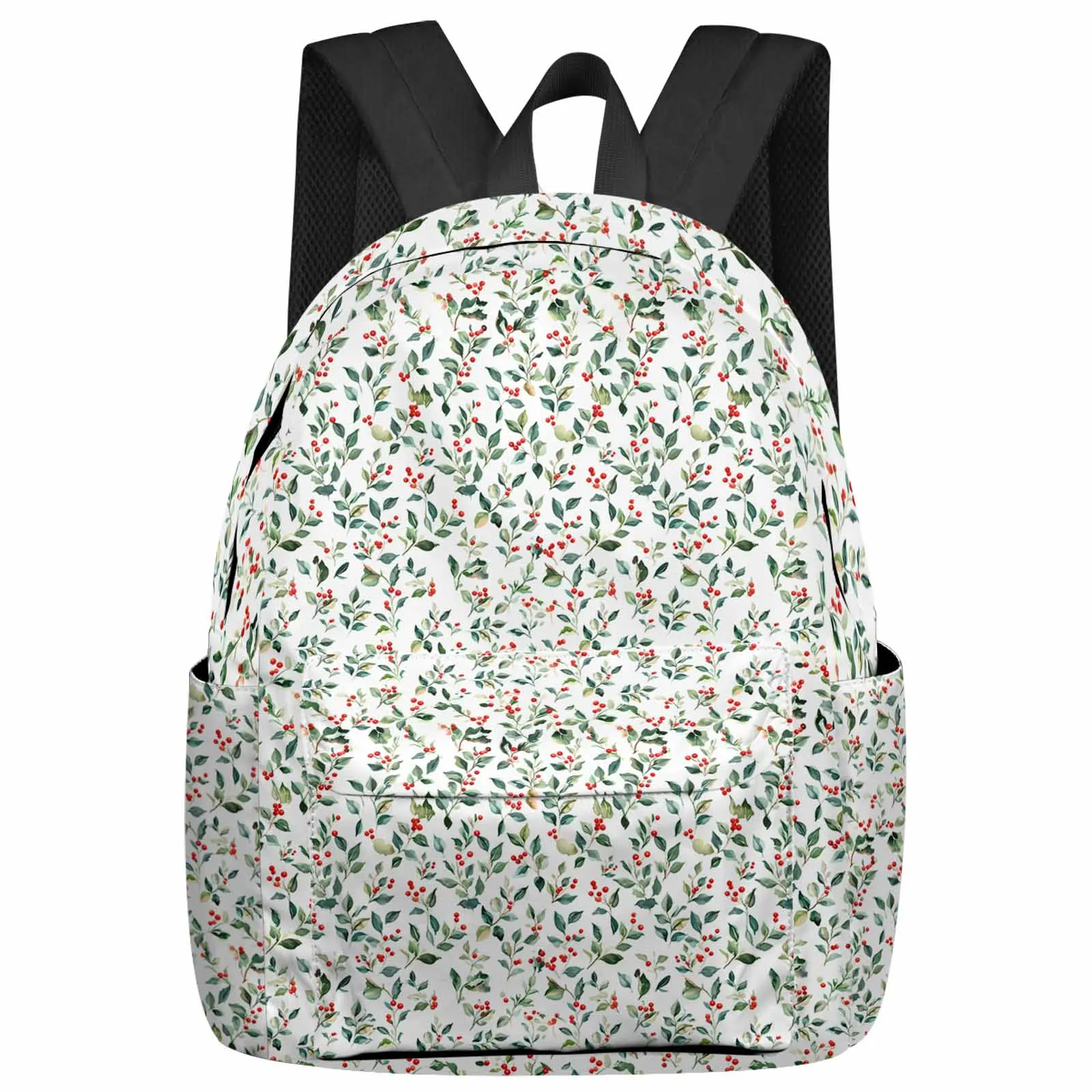 Plants Green Leaves Berries Backpack School Bags for Teenagers Students Laptop Bag Women's Casual Travel Backpack