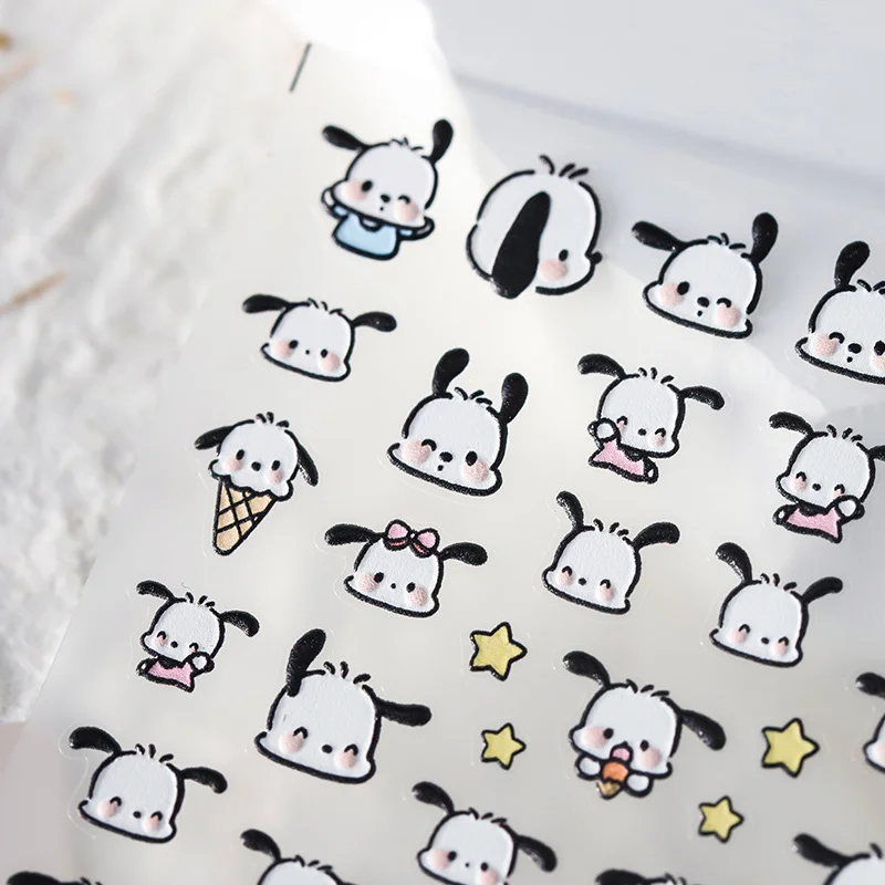 Sanrio New Craft Pochacco Three-dimensional Nail Sticker Cute Dog Manicure Sticker Jewelry Birthday Holiday Gift