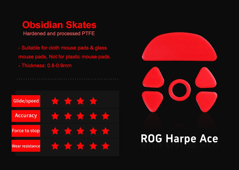 X-Raypad Obsidian Control Skates for ASUS ROG Harpe Ace Mouse