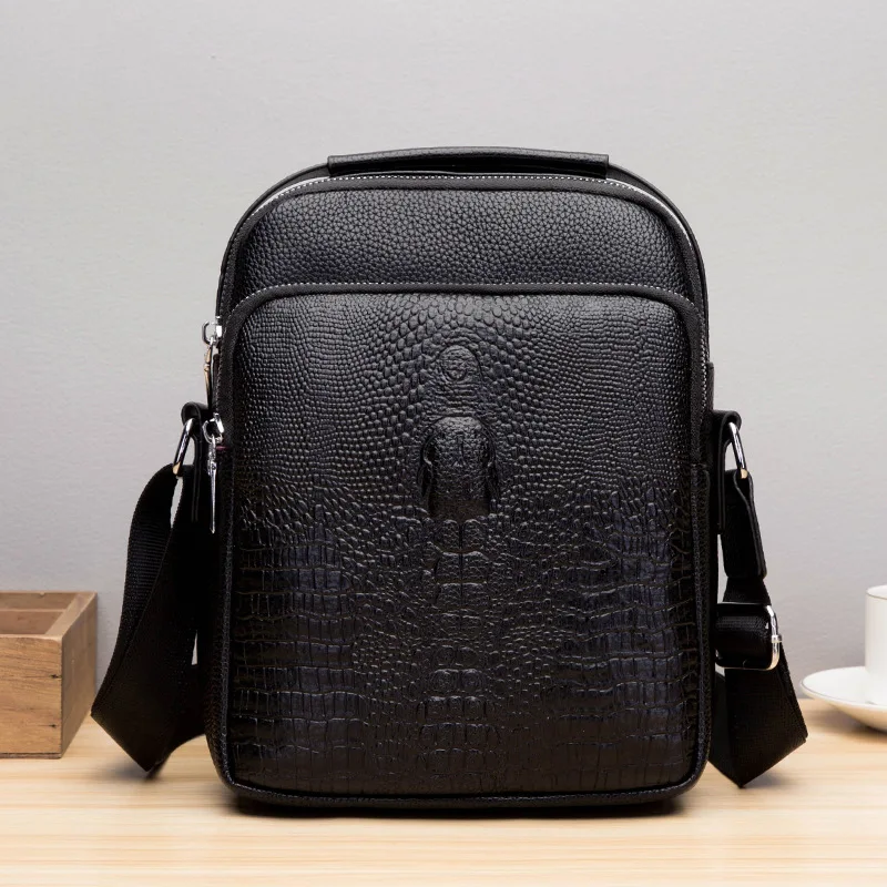 Luxury Brand Alligator Men Shoulder Bag Leather Office Work Business Crocodile Grain Crossbody Sling Bag For Men Messenger Bags