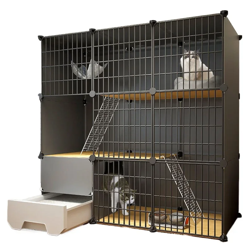 

Cat cage, household indoor cat toilet integrated cat litter box large free space