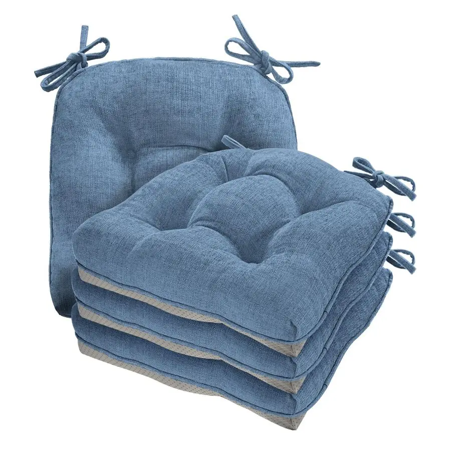 

Chair Cushions for Dining Chairs, 17 x 17 NonSlip Kitchen Chair Pads with Adjustable Ties, Indoor Chair Cushions for Dining Room