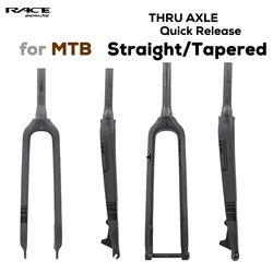 MTB Full Carbon Fiber Fork,Straight/Tapared Tube 9x100mm,TA QR Quick Release,26 /27.5/29in Bicycle Fork