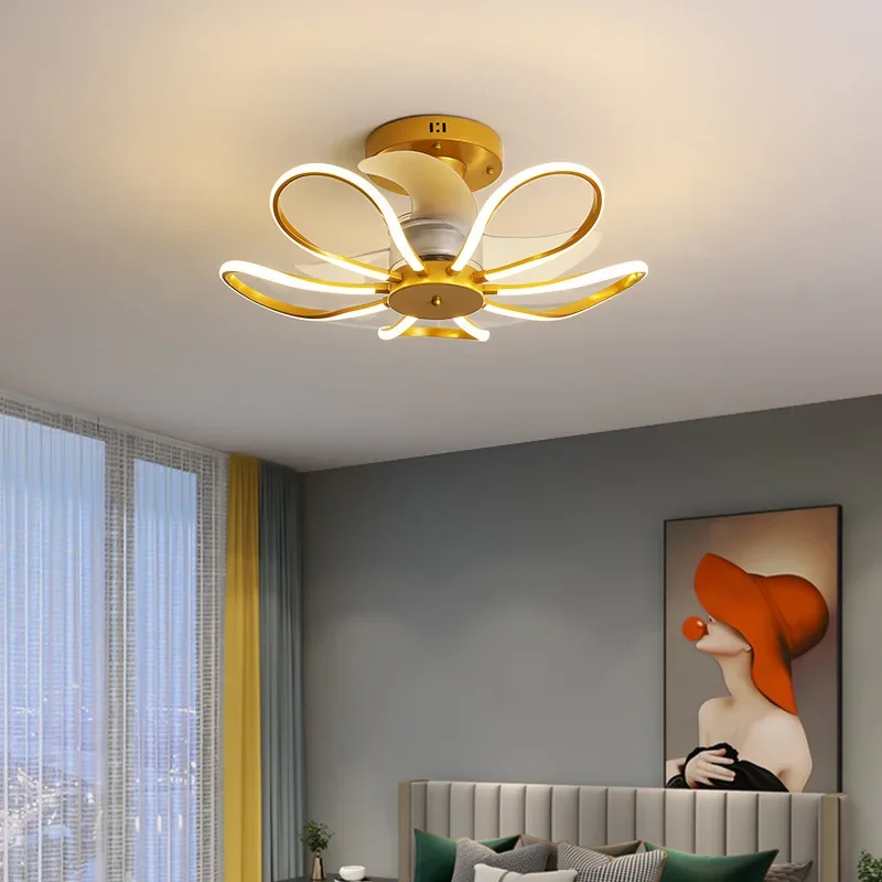 

Nordic minimalist ceiling fan lamp for modern bedroom, dining room, ceiling fan lamp for living room with built-in fan.