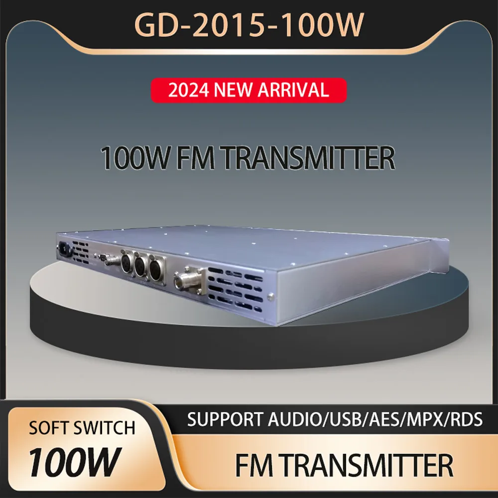 GD-2015-100W-transmisor FM de 100W, transmisor de transmisión FM para estación de Radio, MPX/RDS/USB, 87,5-108MHz