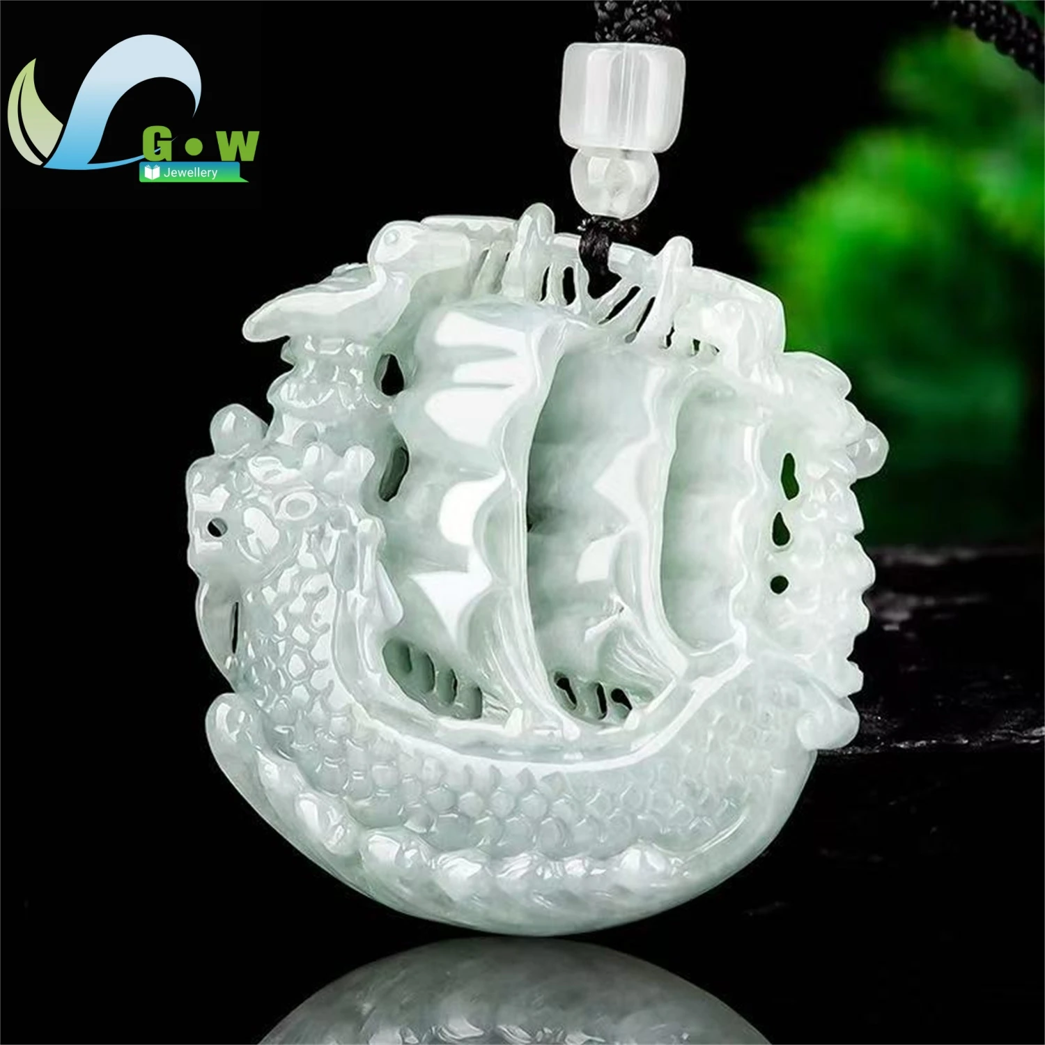 Natural A Grade Jadeite Sailboat Pendant Smooth Sailing 3D Carved Icy Hanging Ornament Unisex Ethnic Style Jewelry Gift