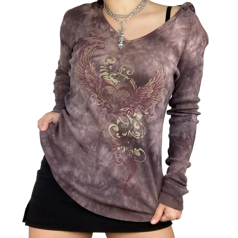 T-shirt court Vintage Y2K Harajuku pour femmes, vêtements pour dames, saison d'automne 2023, 00% d'autres matériaux