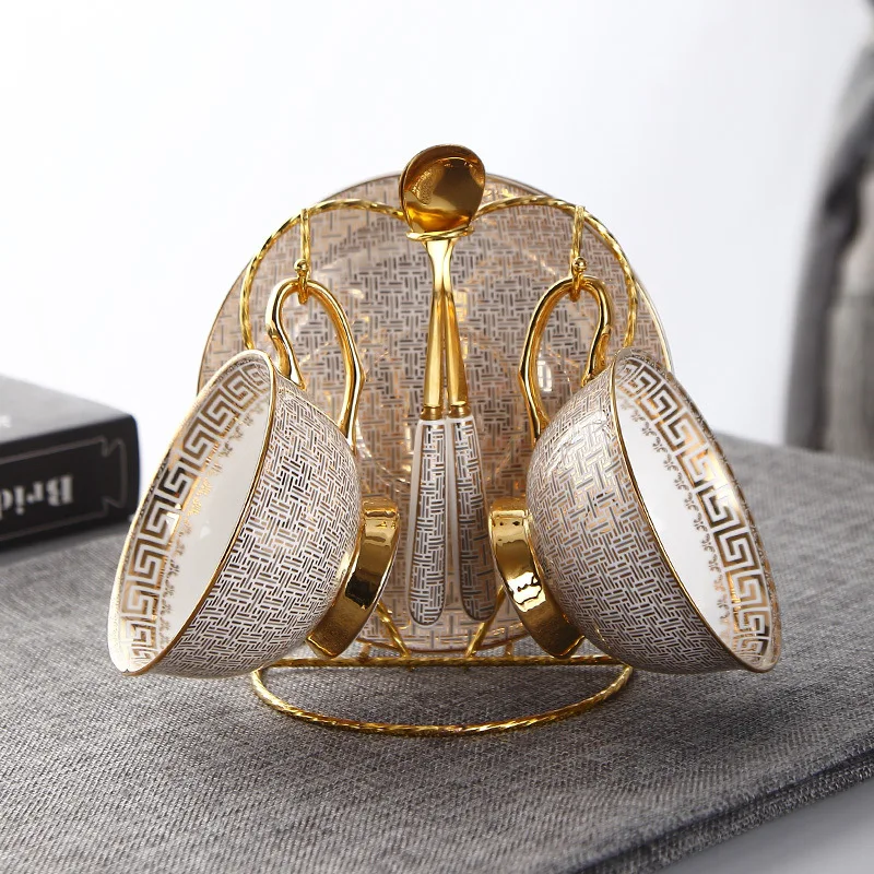 

Coffee Mug Set Ceramic Classic Grid Mug Coffeware Sets with Packing Wedding Gifts Chinese Tea Cup Drinkware Couple Cup Gift Box