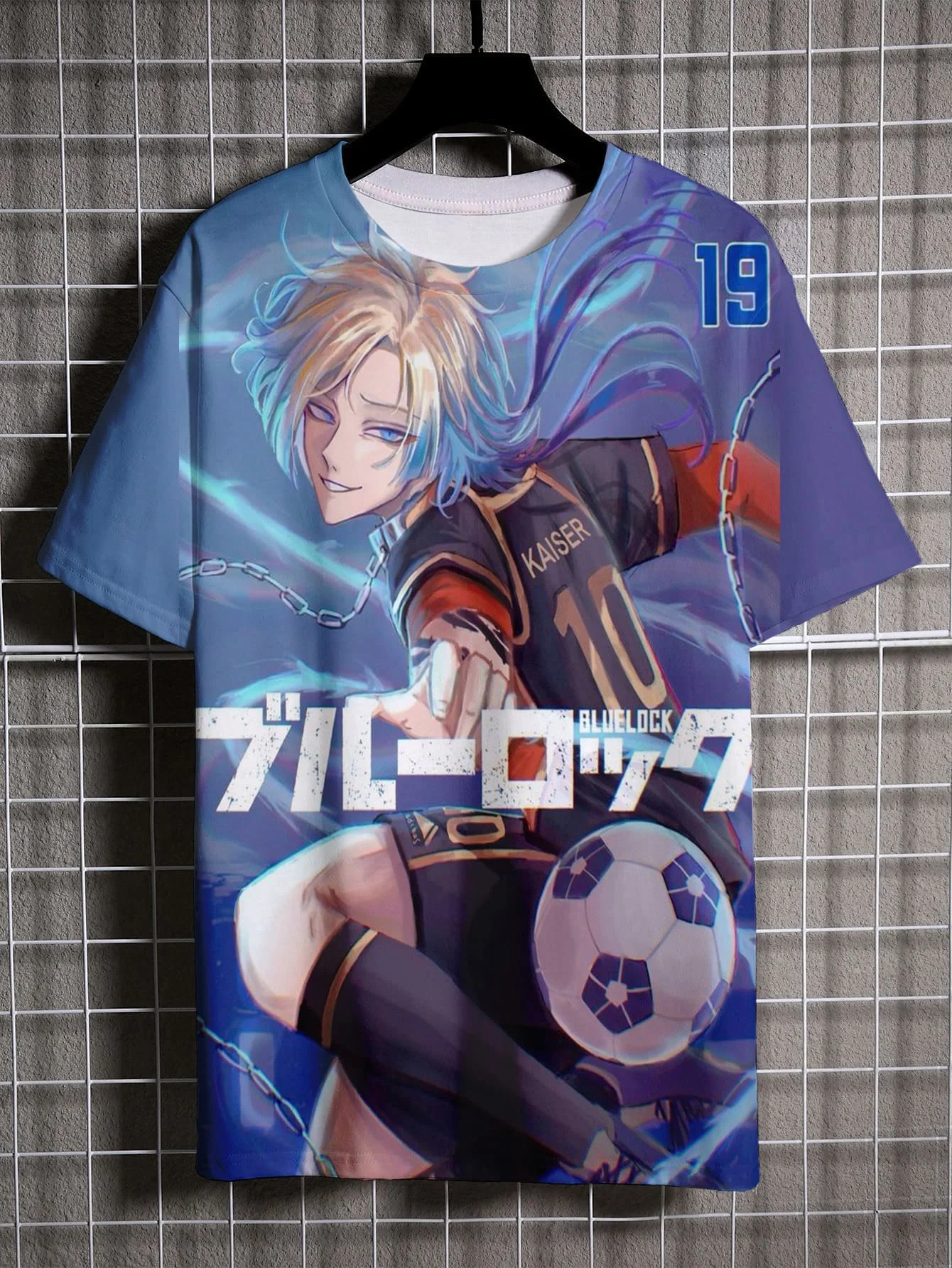 Cartoon blue lock T-shirt Michael Caesar 3D printing men and women short-sleeved anime T-shirt oversized fashion sports T-shirt