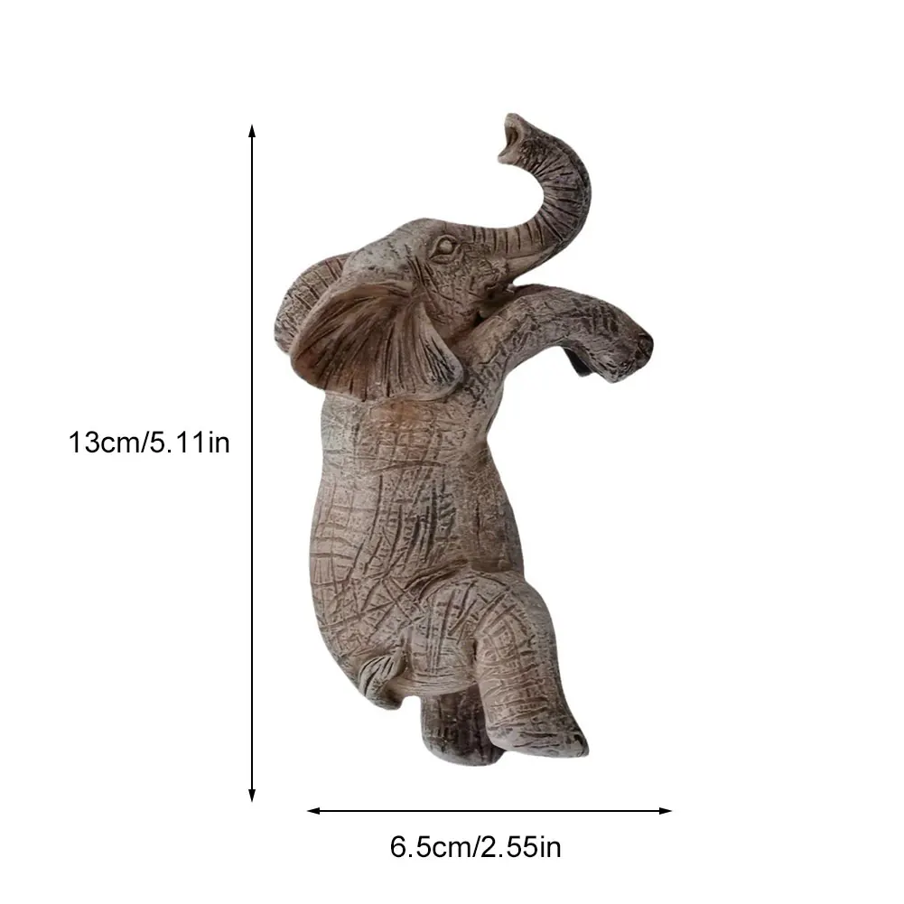 Cute Climbing Elephant Figurines Resin Hanging Elephant Statue Creative Cute Elephant Ornaments for Balcony Patio Lawn Yard