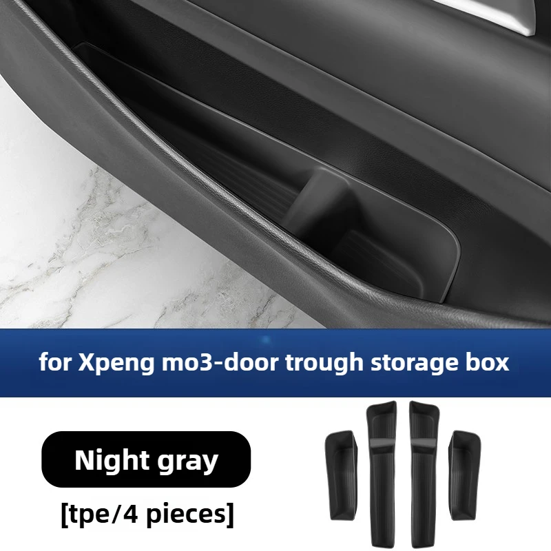 Good Quality New For Xpeng MONA M03 Car Door Slot Storage Box TPE 4Pc Front And Rear Car Doors Lower Storage Organizer Box Door