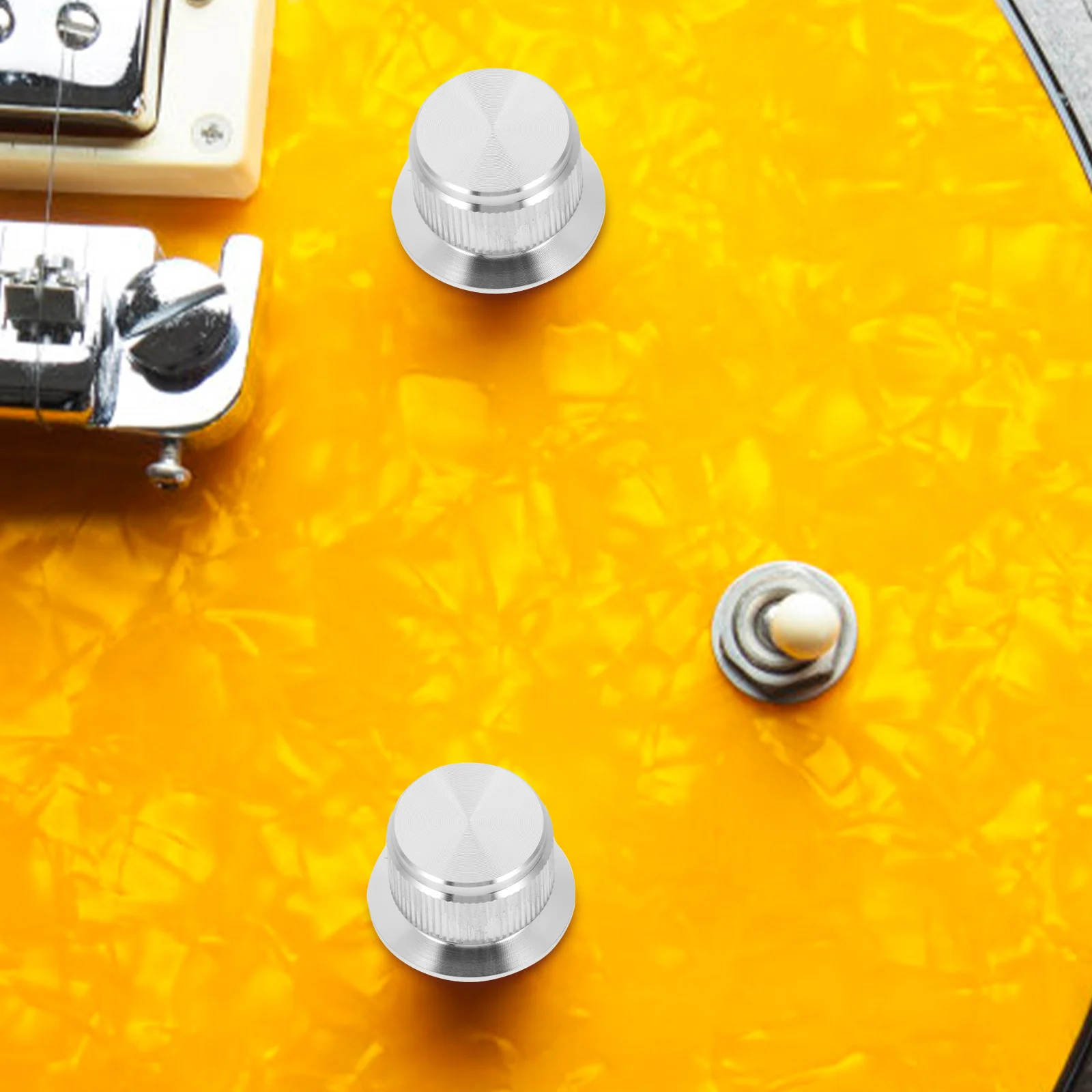 

Potentiometer Knob Volume Aluminum Guitar Tone Knobs Amplifier Replacement Silver Alloy