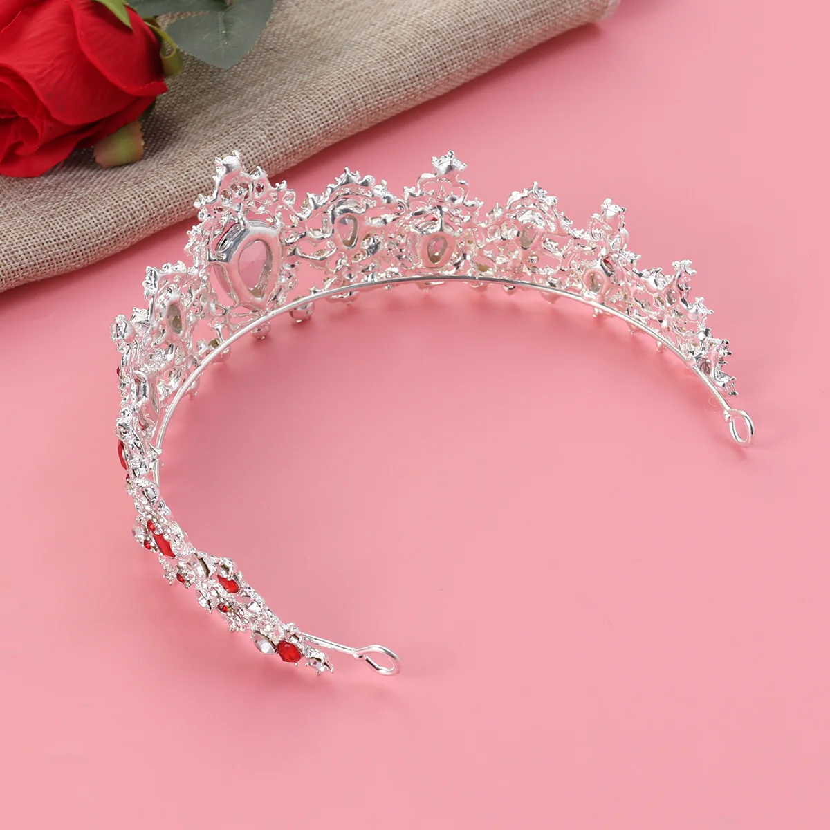 

Silver Royal Crystal Tiara Crown Bridal Wedding Headpiece Engagement Party Accessories Unique Distinctive Structure