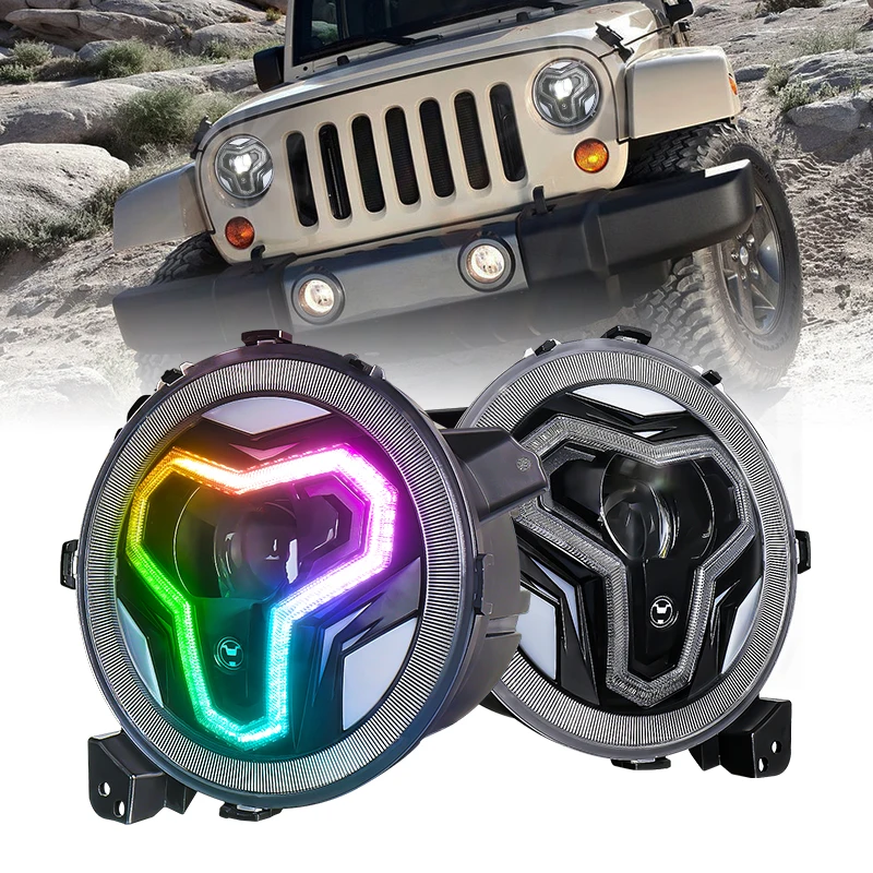 MOVOTOR Wireless App Control 9 Inch JL Headlight With RGB Halo Welcome Light For 2018-2023 Jeep Wrangler JL