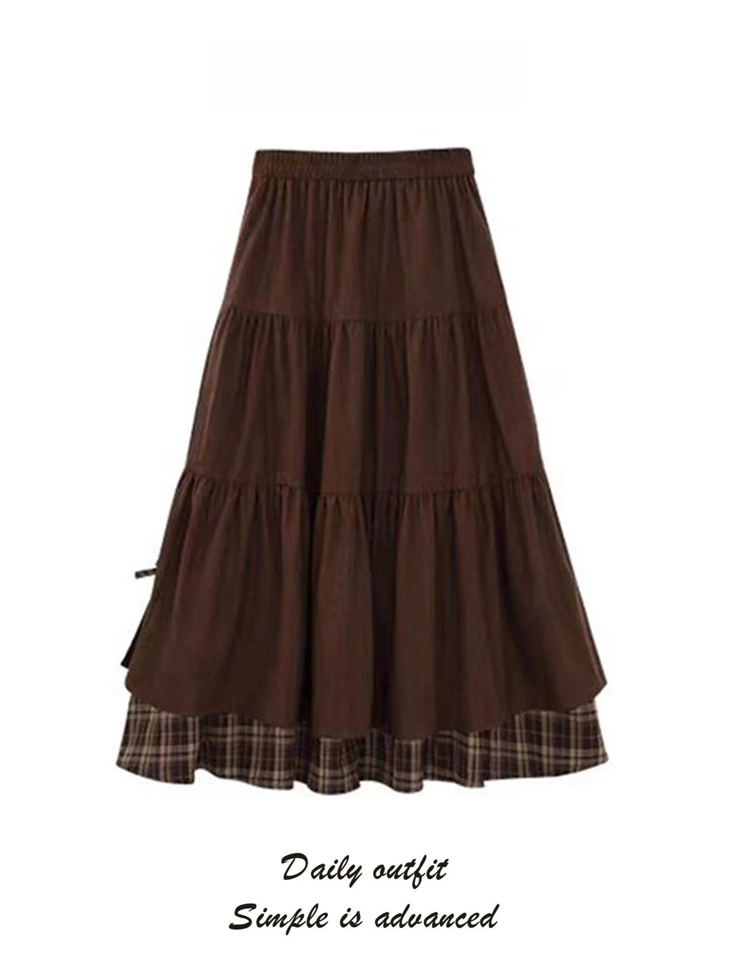 

Женская длинная юбка с высокой талией в клетку, весенне-осенняя, кофейного цвета, А-силуэт, юбка-солнце, юбка-тортик, ретро, для повседневной носки