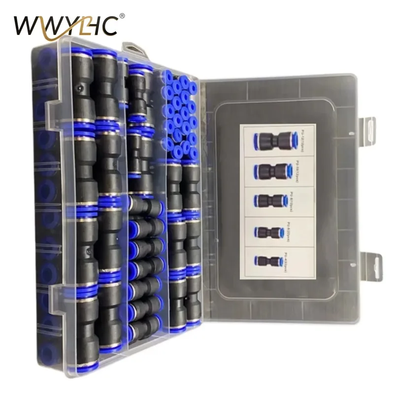 80pcs Quick Connect Push Connectors for Polyethylene Pipe PU/PA/PE/PVC Compatible with 1/2 3/8 5/16 1/4 5/32 Inch Tubing