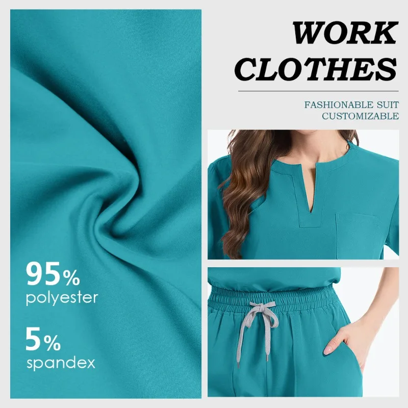 زي طبي نسائي قصير الأكمام، بدلة تنظيف صيفية مسامية للراحة والتنقل #6