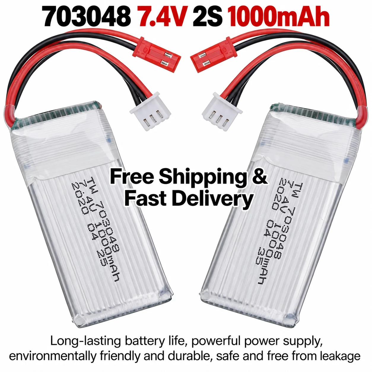 7.4V 2S 1000mAh Lipo Battery 703048 Rechargeable Lithium Polymer for MJXRC X600 RC Drone Quadcopter Spare Parts 20C Discharge
