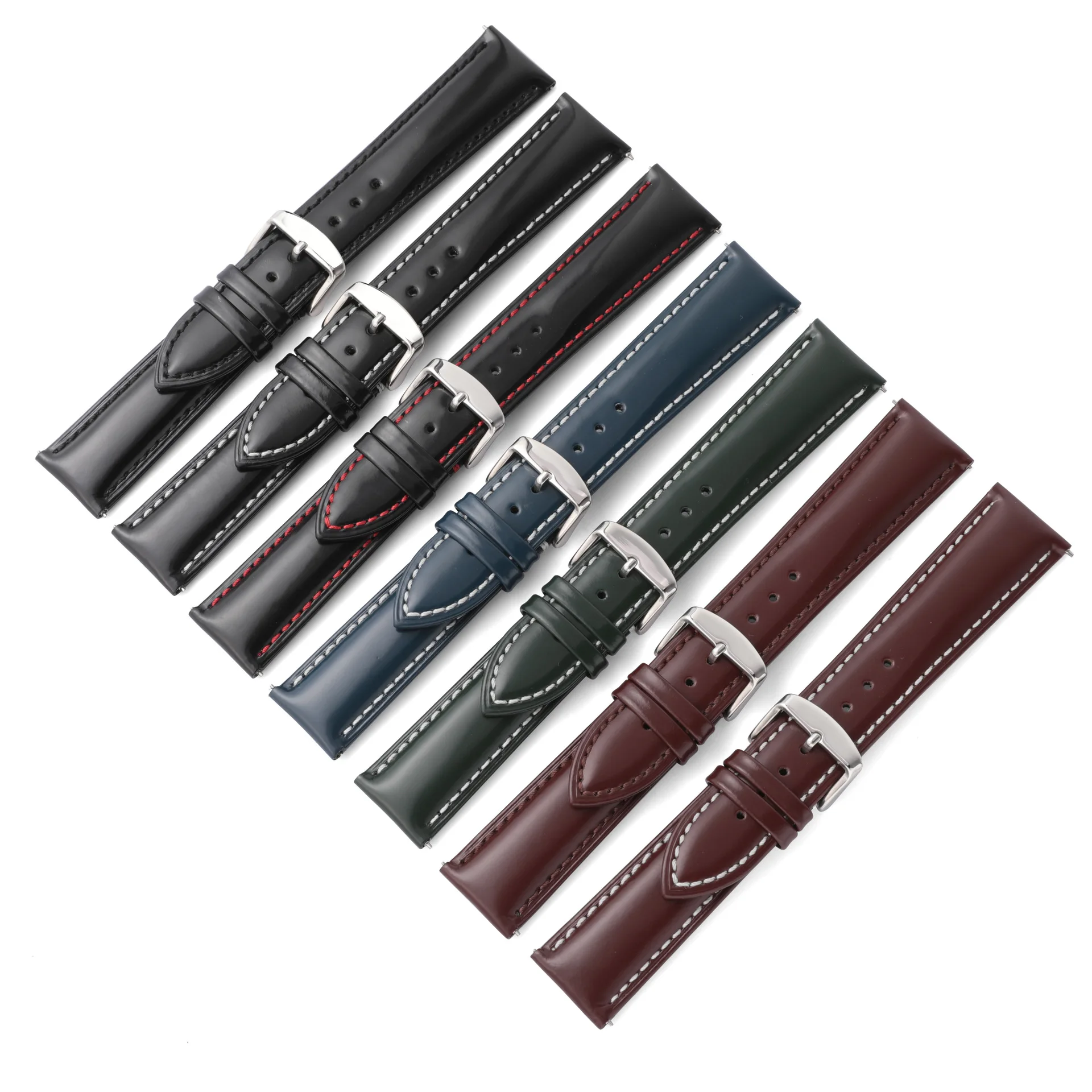 Watch Strap 18mm 19mm 20mm 22mm Glossy Cowhide Quick Release Watchband Smart Watch Accessories Bracelet UTHAI