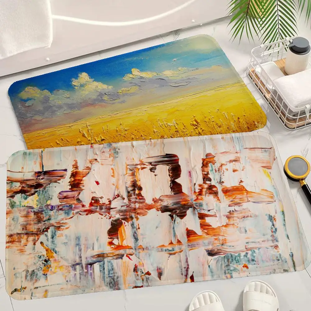 

Color Oil Painting Floor Mat Entrance Door Mat Washable Non-Slip Living Room Sofa Chairs Area Mat Kitchen Welcome Doormat