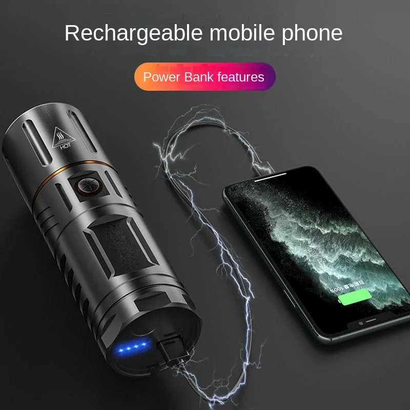 T40 Bright Flashlight Rechargeable Long-range Outdoor Long-lasting Super Bright White Laser LED Long-range High-power Flashlight