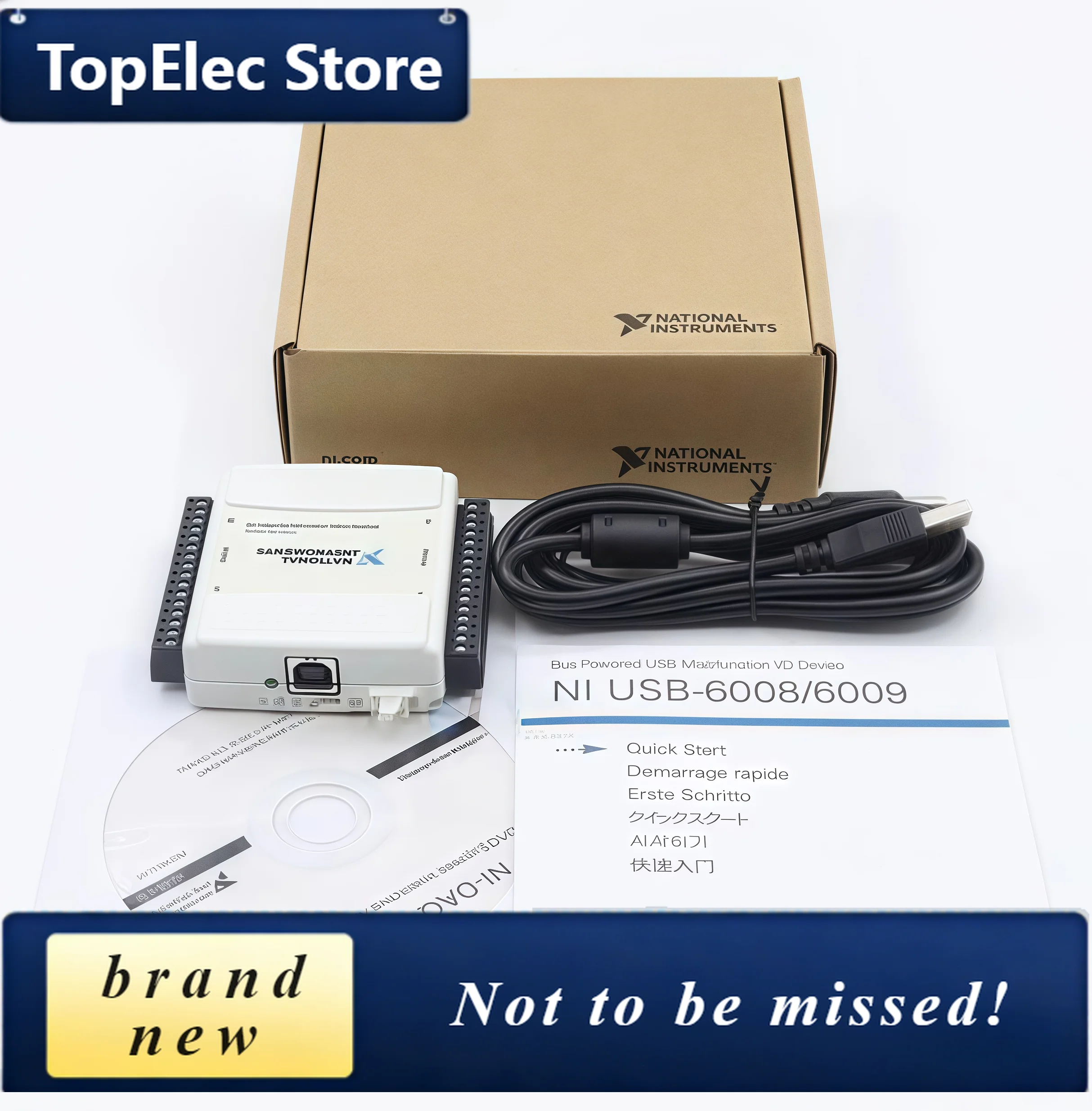 TopElec NI USB-6008 USB-6009 data acquisition card multifunction DAQ with terminal block
