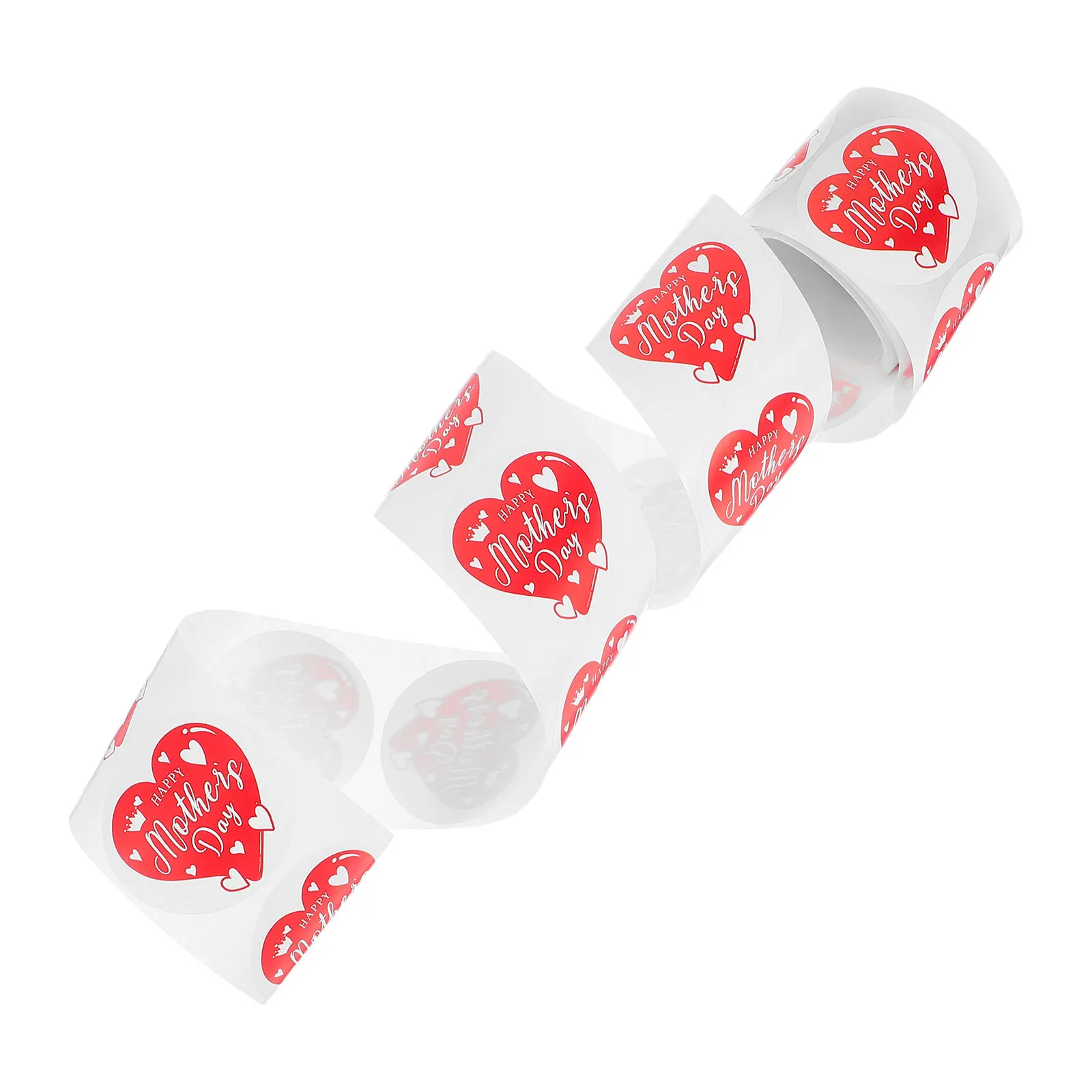 

Heart Shaped Mother's Day Stickers Roll Soft Easy Stick Festive Decor Labels for Envelopes Bottles Notebooks Cards Party