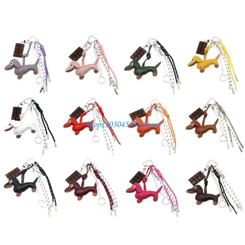 

A3PE Car Key Chain Chocolate Keychain Sausage Dog Keyring Pendant for Bag Decoration