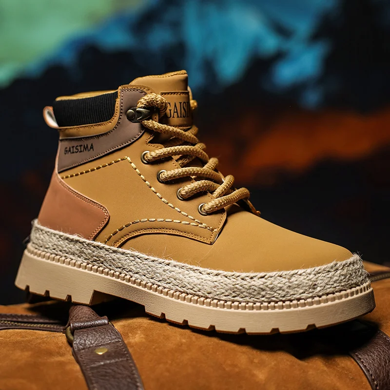

Autumn High-Top Working Shoes for Men 2025 Street Men's Motorcycle Boots Comfort Non Slip Platform Boots Man botas para hombre