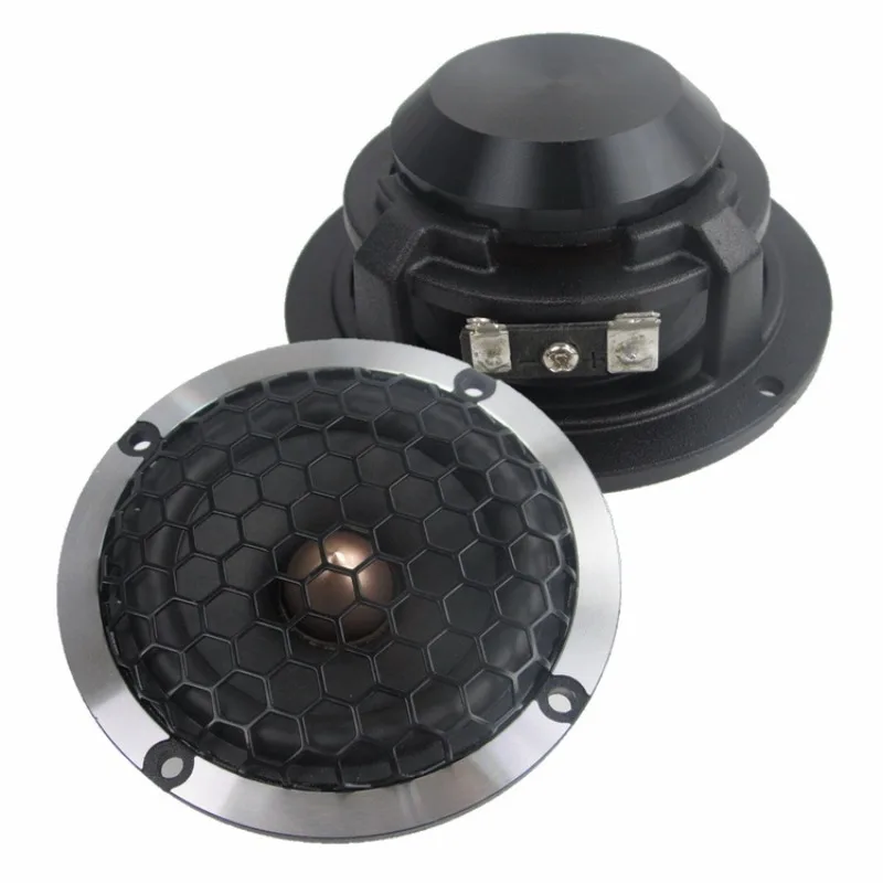 New 3.5-inch Aluminum Basin Frame Bullet with Hexagonal Mesh Full-range Speaker 3-inch Car Midrange Speaker
