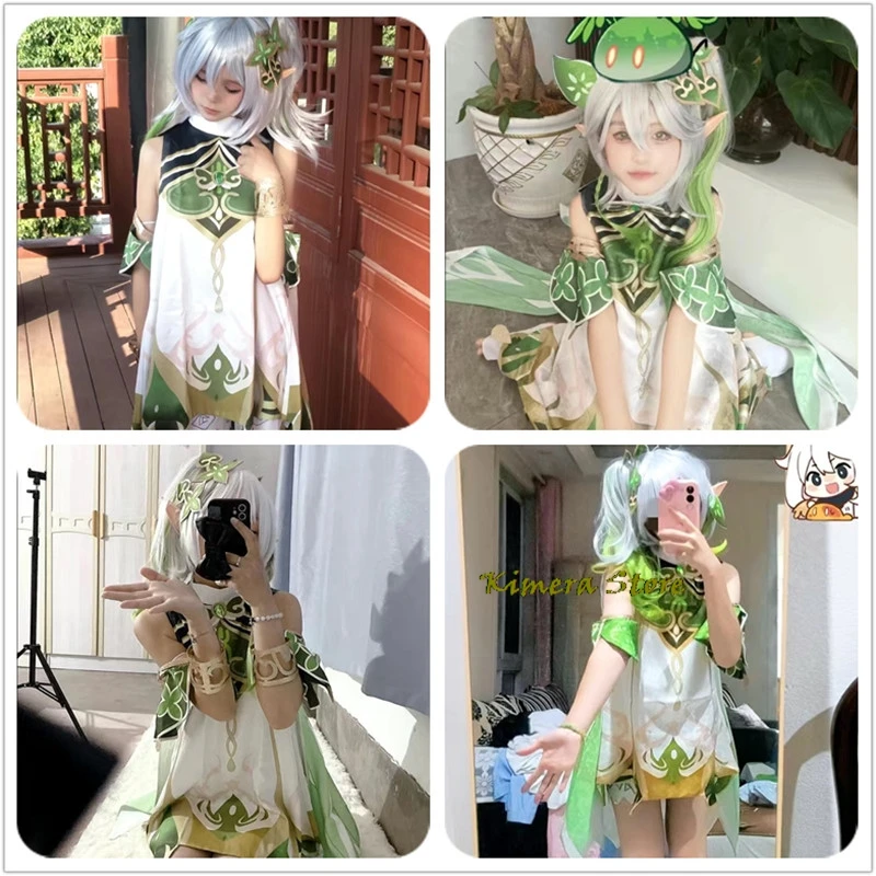 Genshin Impact Nahida Maid Costume Cosplay Lesser Lord Kusanali parrucca vestito stile carino Nahida Genshin Cosplay per ragazze taglia bambini